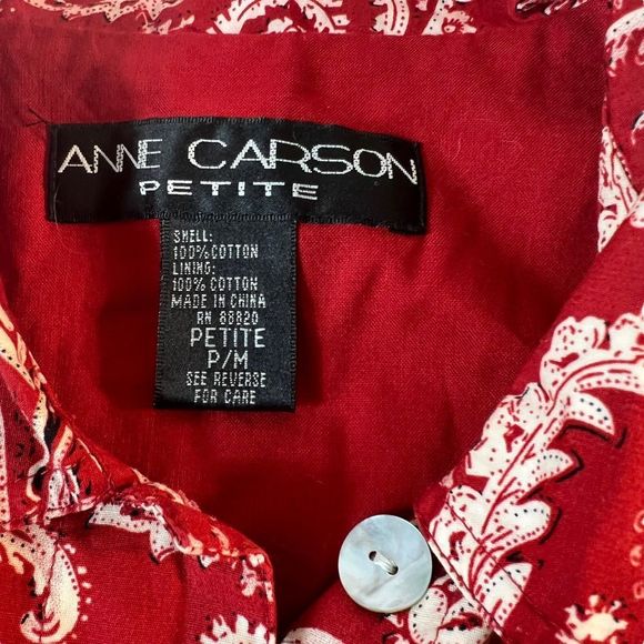 Ann Carson Women's Sz P/M Red Paisley Western Cropped Lightweight Button Jacket - Picture 2 of 11